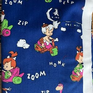 1991 hanna barbara pebbles and bambam 70”x60” upholstery weight or denim